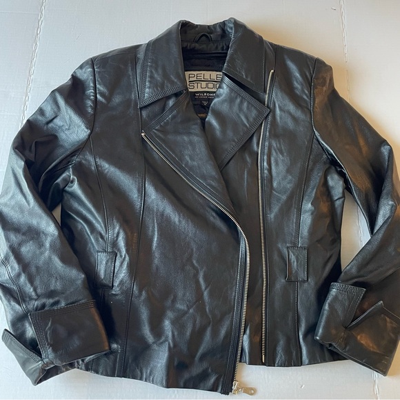 Pelle Studio Jackets & Blazers - Wilsons Leather Pelle Studio Black Moto Jacket Vintage Y2K Quilt Lining 80’s
